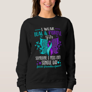 Suicide Prevention Awareness Butterfly Ribbon Teal Sweatshirt