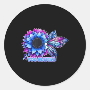 Suicide Prevention Awareness Butterfly Semicolon Classic Round Sticker