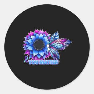 Suicide Prevention Awareness Butterfly Semicolon Classic Round Sticker