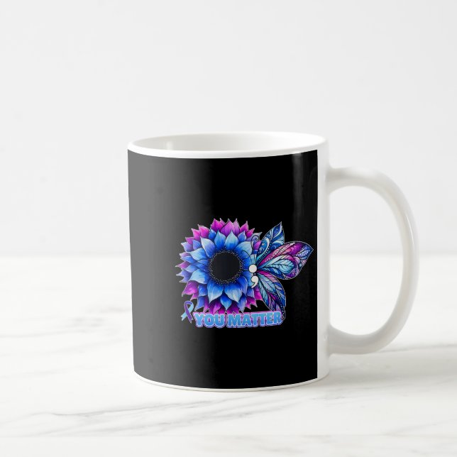 Suicide Prevention Awareness Butterfly Semicolon  Coffee Mug (Right)