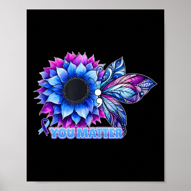 Suicide Prevention Awareness Butterfly Semicolon  Poster (Front)