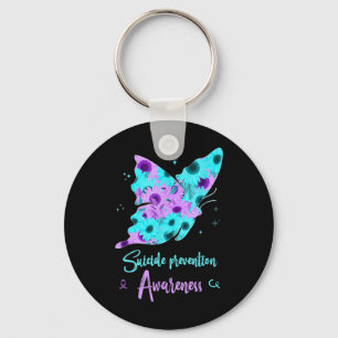 Suicide Prevention Awareness Butterfly Sunflower P Key Ring
