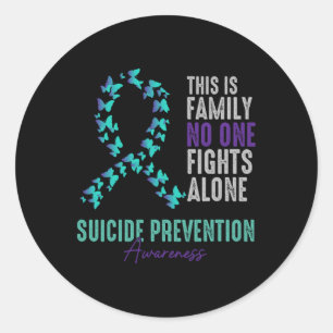 Suicide Prevention Awareness Butterfly Teal Purple Classic Round Sticker