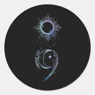 Suicide Prevention Awareness Choose Life Semicolon Classic Round Sticker
