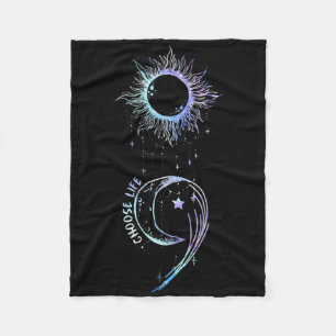Suicide Prevention Awareness Choose Life Semicolon Fleece Blanket