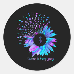 Suicide Prevention Awareness Choose To Keep Going Classic Round Sticker