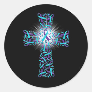Suicide Prevention Awareness Cross Classic Round Sticker