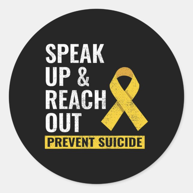 Suicide Prevention Awareness Day Yellow Ribbon  Classic Round Sticker (Front)