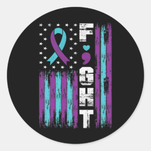 Suicide Prevention Awareness Distress Fight Americ Classic Round Sticker
