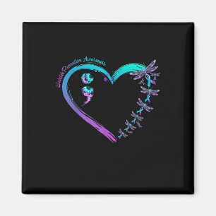 Suicide Prevention Awareness Dragonfly Heart Love Magnet