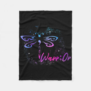 Suicide Prevention Awareness Dragonfly Semicolon 1 Fleece Blanket