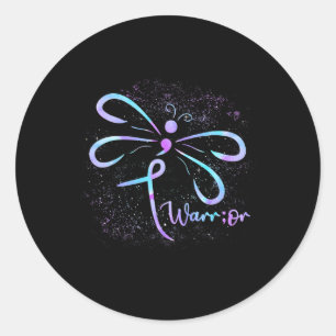 Suicide Prevention Awareness Dragonfly Semicolon  Classic Round Sticker
