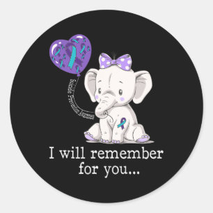 Suicide Prevention Awareness Elephant Classic Round Sticker