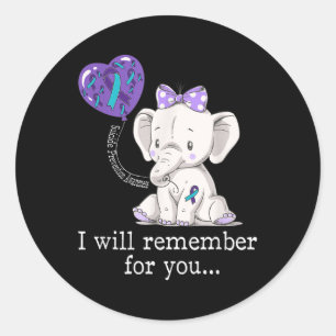 Suicide Prevention Awareness Elephant Classic Round Sticker
