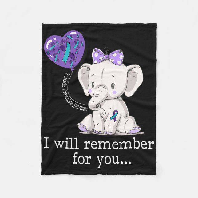 Suicide Prevention Awareness Elephant  Fleece Blanket (Front)