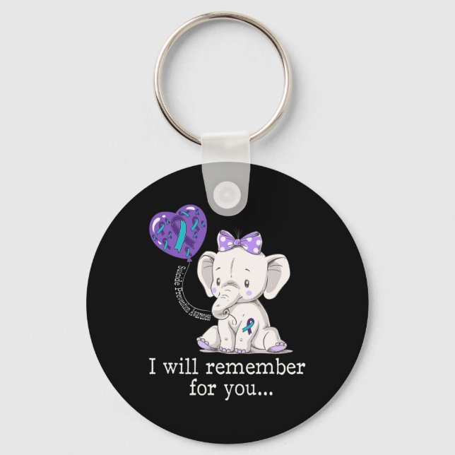 Suicide Prevention Awareness Elephant  Key Ring (Front)