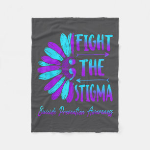 Suicide Prevention Awareness Fight Stigma Teal Pur Fleece Blanket