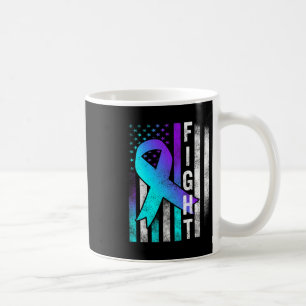 Suicide Prevention Awareness Fight Usa Flag Teal A Coffee Mug