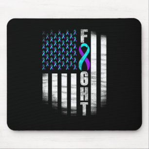 Suicide Prevention Awareness Fight Usa Flag Teal A Mouse Pad