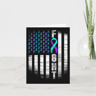 Suicide Prevention Awareness Fight Usa Flag Teal & Card