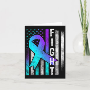 Suicide Prevention Awareness Fight Usa Flag Teal & Card