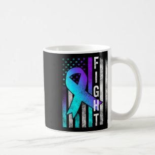Suicide Prevention Awareness Fight Usa Flag Teal & Coffee Mug