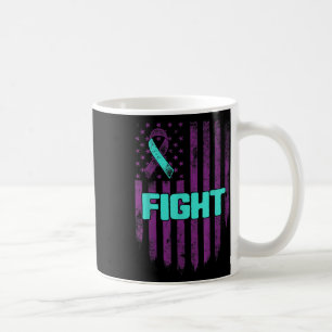 Suicide Prevention Awareness Fight Usa Flag Teal & Coffee Mug