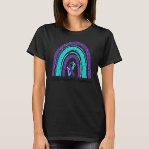 Suicide Prevention Awareness Floral Teal Ribbon Ra T-Shirt