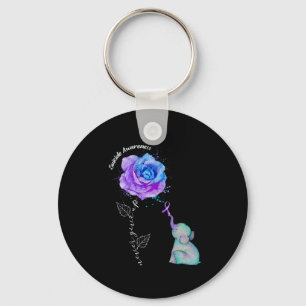 Suicide Prevention Awareness Flower Elephant  Key Ring