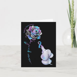 Suicide Prevention Awareness Flower Elephant Ribbo Card