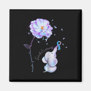 Suicide Prevention Awareness Flower Elephant Ribbo Magnet