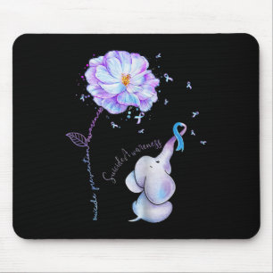 Suicide Prevention Awareness Flower Elephant Ribbo Mouse Pad