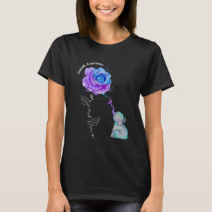 Suicide Prevention Awareness Flower Elephant  T-Shirt