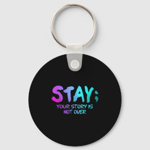 Suicide Prevention Awareness Gift Teal Purple Semi Key Ring