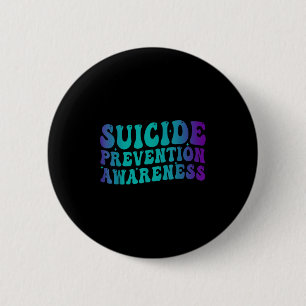 Suicide Prevention Awareness Groovy Teal Purple Ri 6 Cm Round Badge