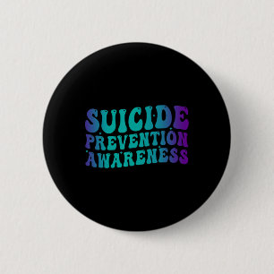 Suicide Prevention Awareness Groovy Teal Purple Ri 6 Cm Round Badge