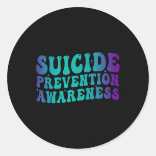 Suicide Prevention Awareness Groovy Teal Purple Ri Classic Round Sticker