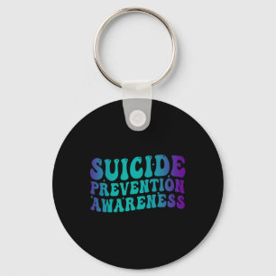 Suicide Prevention Awareness Groovy Teal Purple Ri Key Ring