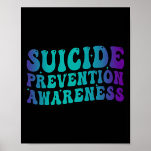 Suicide Prevention Awareness Groovy Teal Purple Ri Poster