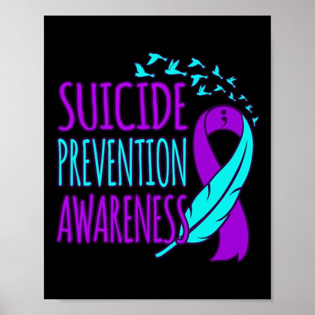Suicide Prevention Awareness Happy Ribbon Support  Poster (Front)