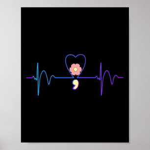 Suicide Prevention Awareness Heart Heartbeat Semic Poster