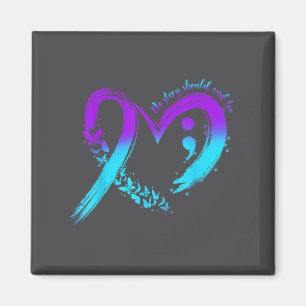 Suicide Prevention Awareness Heart Teal And Purple Magnet