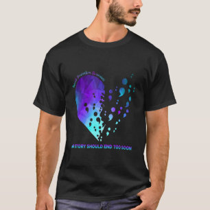Suicide Prevention Awareness Heart Teal and Purple T-Shirt