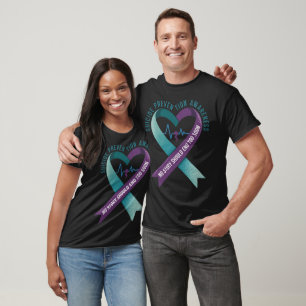Suicide Prevention Awareness Heart Teal and Purple T-Shirt