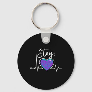 Suicide Prevention Awareness Heartbeat Semicolon S Key Ring