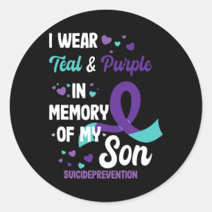 Suicide Prevention Awareness In Memory Of Son  Classic Round Sticker