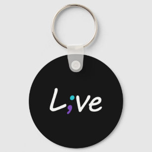 Suicide Prevention Awareness Live Love Semicolon Key Ring