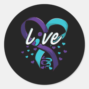 Suicide Prevention Awareness Live Love Semicolon M Classic Round Sticker