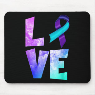 Suicide Prevention Awareness Love Purple Teal Ribb Mouse Pad