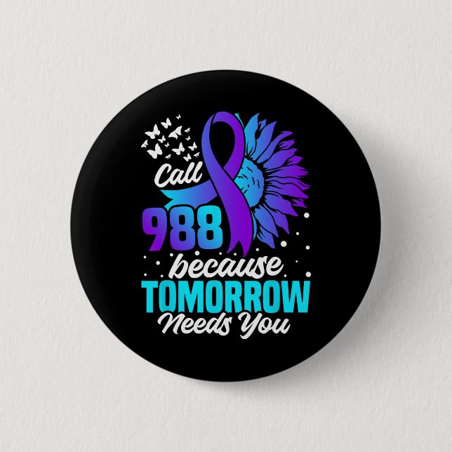 Suicide Prevention Awareness Mental Health Ribbon  6 Cm Round Badge (Front)